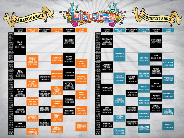 horarios lollapalloza 2013