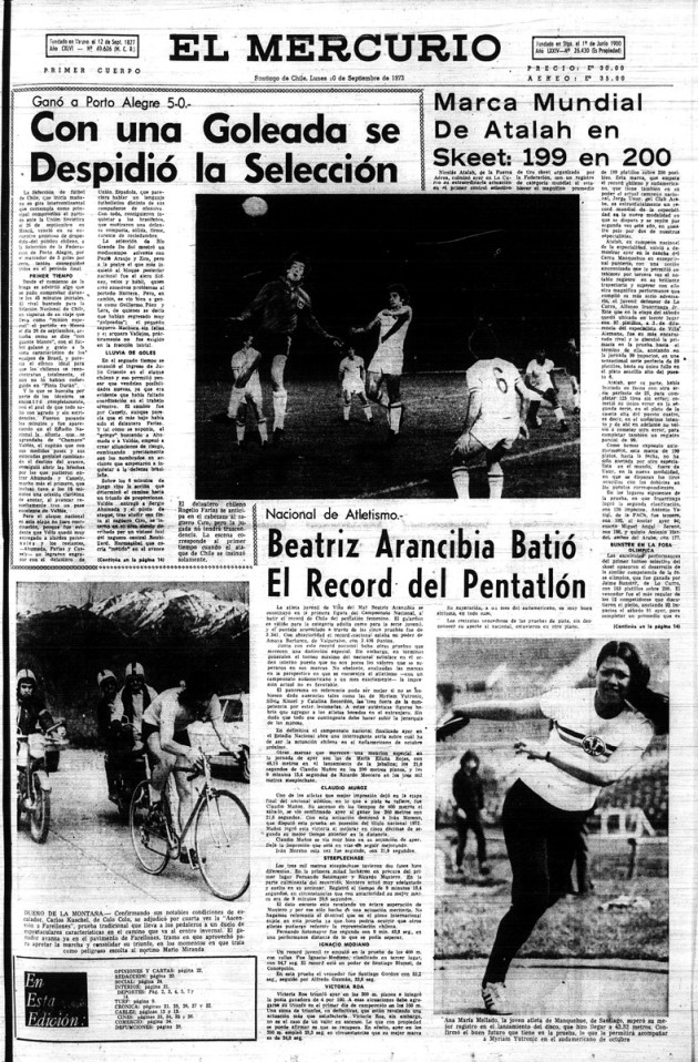 Portada El Mercurio, 10 de septiembre de 1973