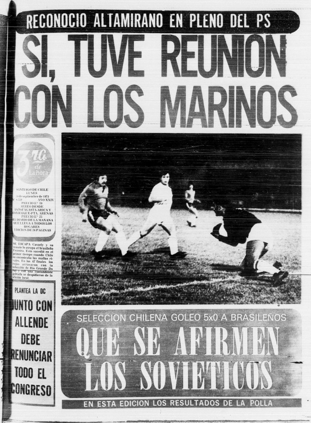 Portada La Tercera, 10 de septiembre de 1973