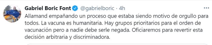 Boric vacunación extranjeros