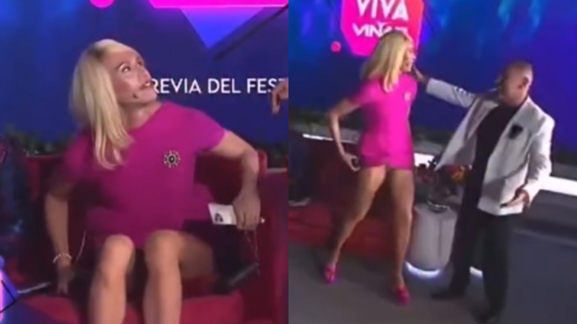 VIDEO – El particular accidente que sufrió Di Mondo con su vestido en pleno programa en vivo: “Se te vio todo”